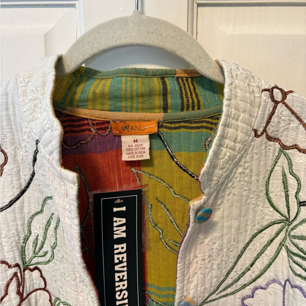NWT Anu reversible quilted floral embroidered tapestry jacket coat m medium new - Picture 2 of 7